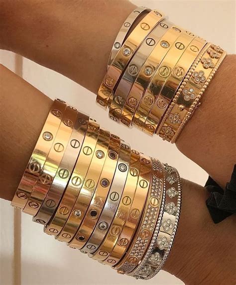 bracelet stack cartier|cartier love bracelet stacking ideas.